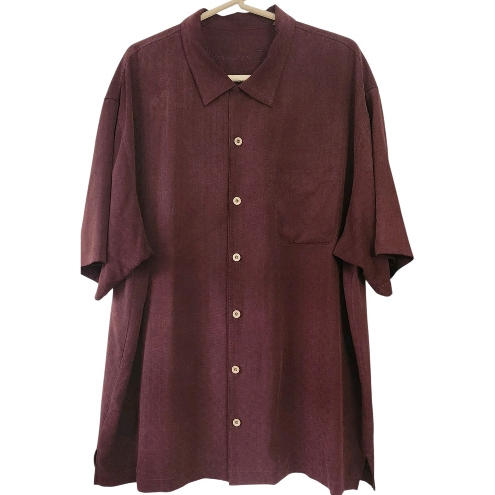 Tommy Bahama Mens Silk Camp Shirt XL Brown Short Sleeve Button Up